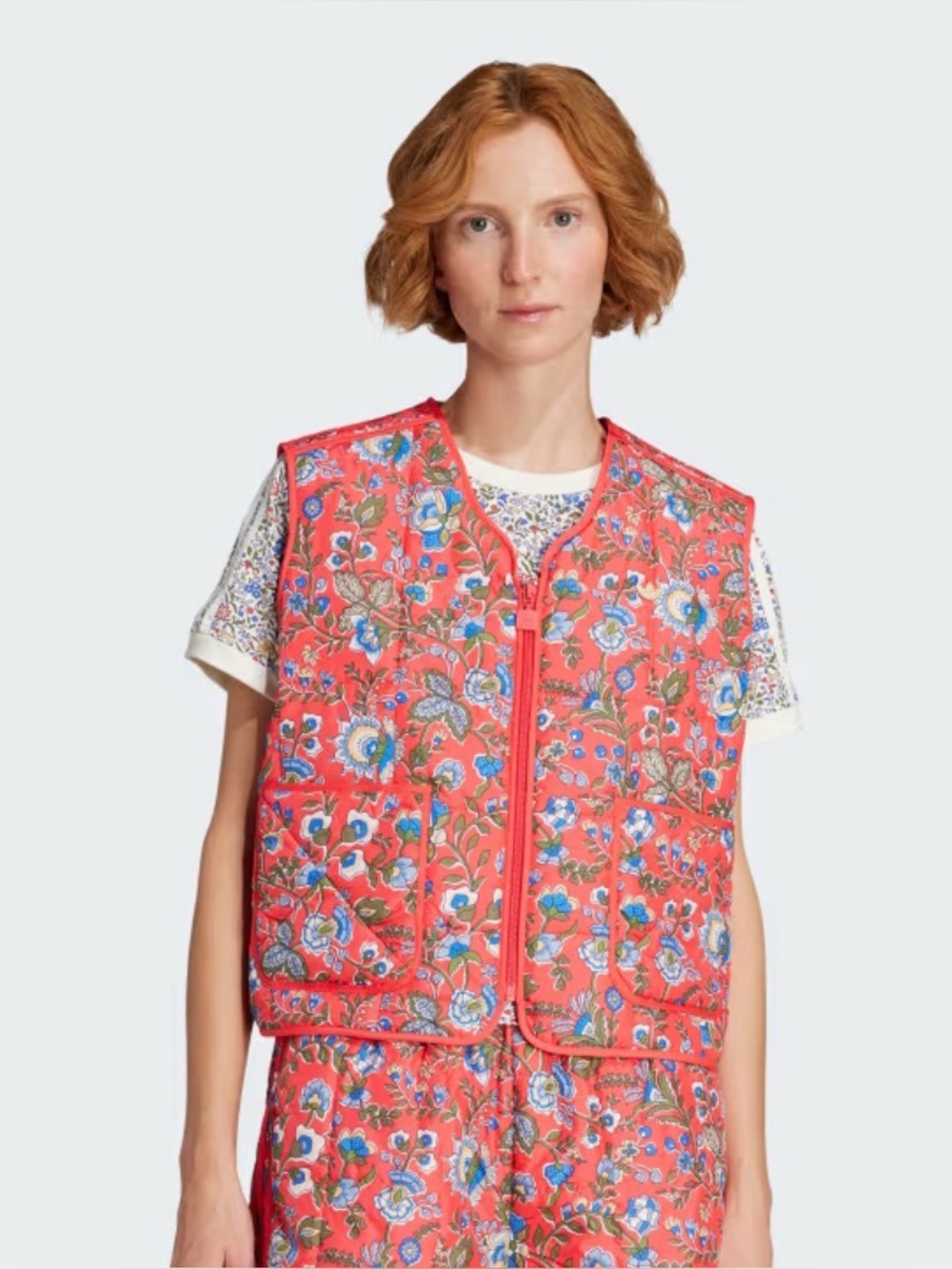 NWT Adidas x Liberty London Liberty Floral Print Vest in Red